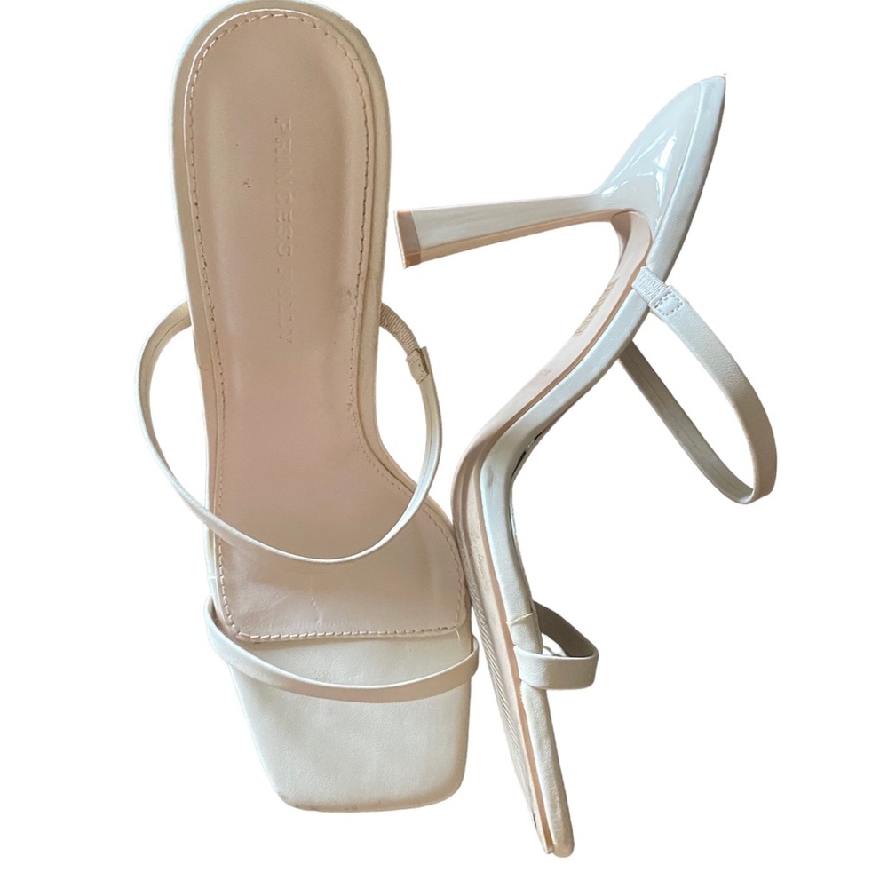 Princess Polly thin strap sandal patent leather heels Bone SIZE 10